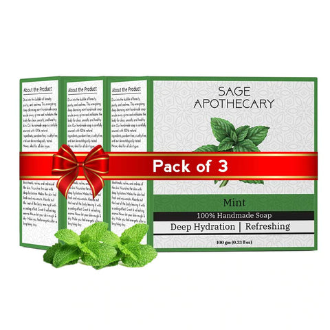 100 % Natural Handmade Mint Bath Soap Pack of 3