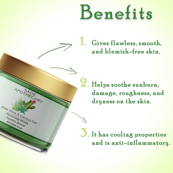 Aloe Vera Cactus Gel Morning Mask, A multipurpose gel for Face, Body, –  Sage Apothecary
