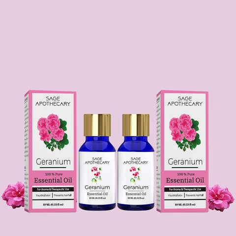 Sage Apothecary Geranium Essential Oil (Pack of 2X10ml)
