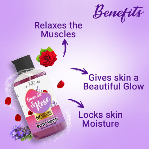 Benefits lavender and rose body wash