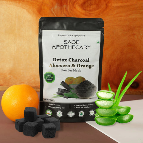 Charcoal aloevera and orange face powdermask