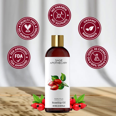 Sage apothecary rosehip oil stamp
