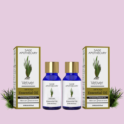 Sage Apothecary Vetiver Essential Oil (Pack of 2X10ml)